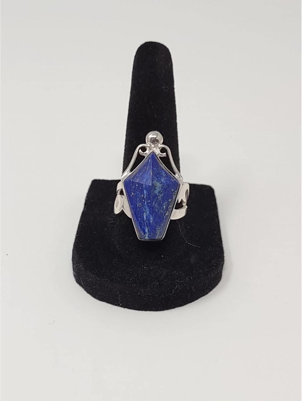 Jay King DTR 925 Lapis Lazuli Shield Shape Ring Sz 8 Scroll